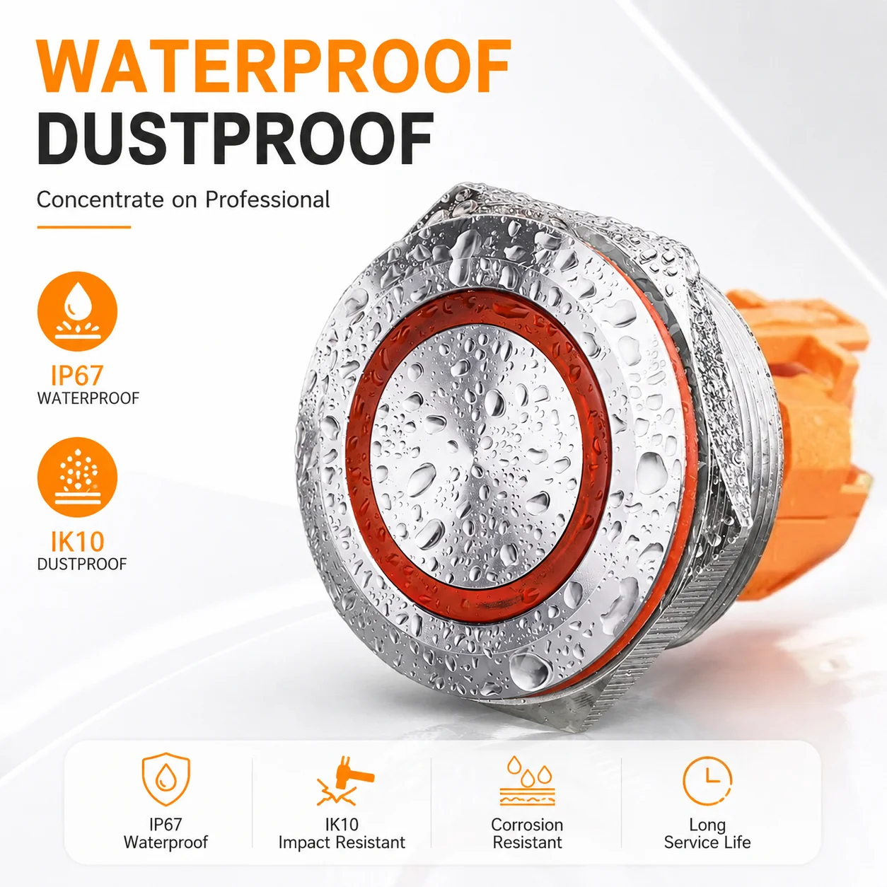 LANBOO 30mm Metal Push Button Switch With LED Momentary Or Latching Optional 1NO1NC 2NO2NC Waterproof Switch