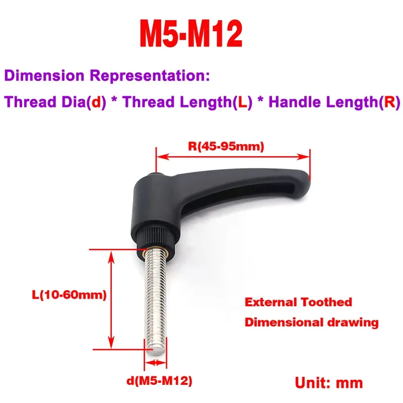 

304 Stainless Steel Adjustable Hand Screw With Plastic Handle Resin Fixed M5 M6 M8 M10 M12