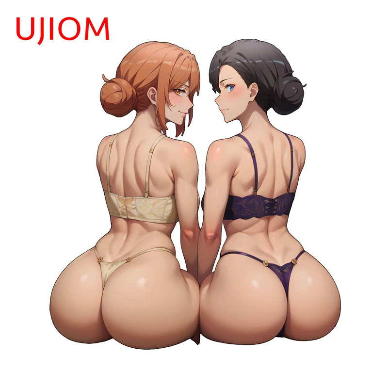 

UJIOM 13cm X 12.2cm Big Ass Two Anime Girl Hentai Wall Stickers Seductive Graffiti Window Decals Personal Room Wallpapers