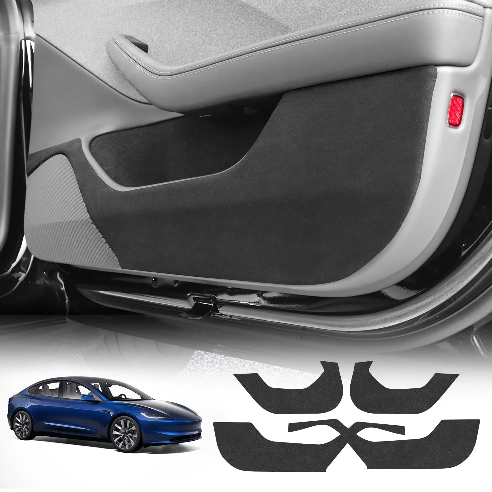 

Car Door Anti-Kick Mat For Model 3 2024 Interior Protector Suede Semi-Wrap Black