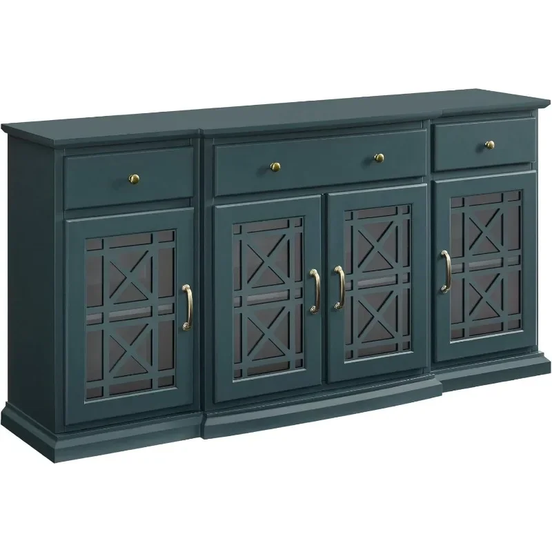 

Modern Wood Glass Door Buffet Sideboard Living Room-Entryway Serving Storage Cabinet Doors-Dining Room Console