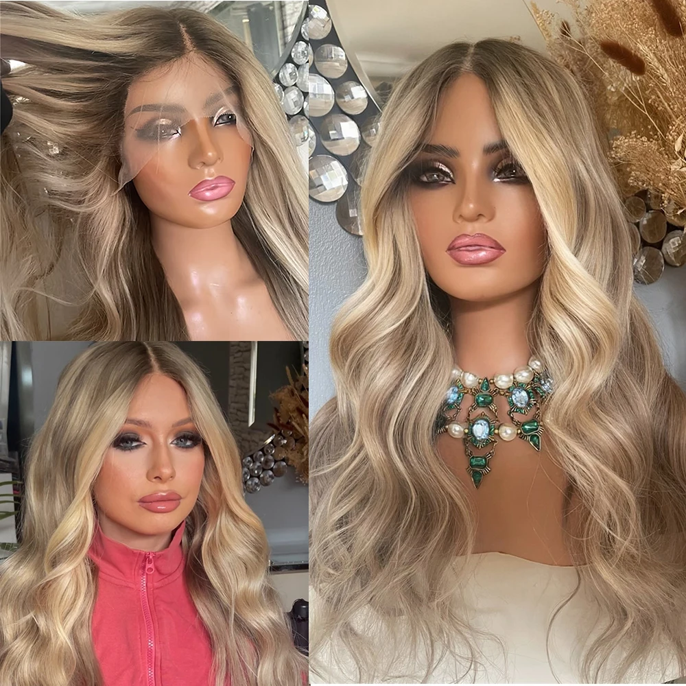 

Парик с балаяжем, с HD-сеткой, светло-золотистый блонд с мелкими локонами, синтетический, термостойкий, подарок для девушек