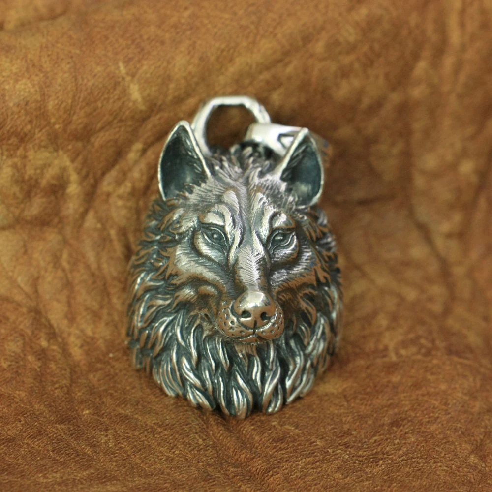 

Huge 925 Sterling Silver Details Wolf Pendant Biker Rock Punk Jewelry TA192 BZ