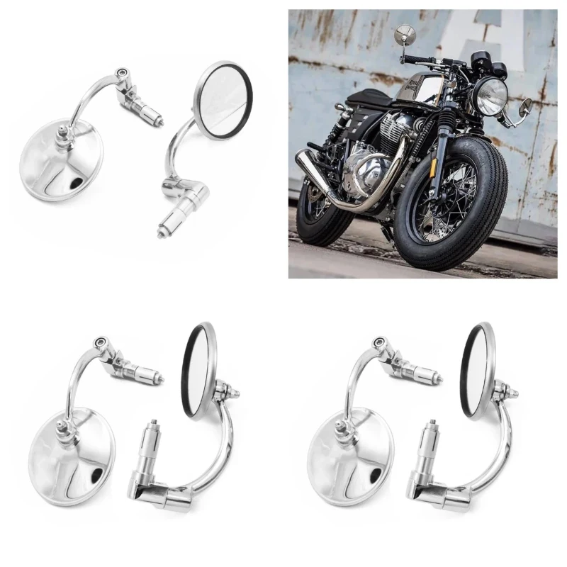 

Motorcycle Chrome Aluminum Universal 7/8" 22mm Handle Bar End Side Rear View Mirrors Offroad Cafe Racer Scooter Offroad Bike
