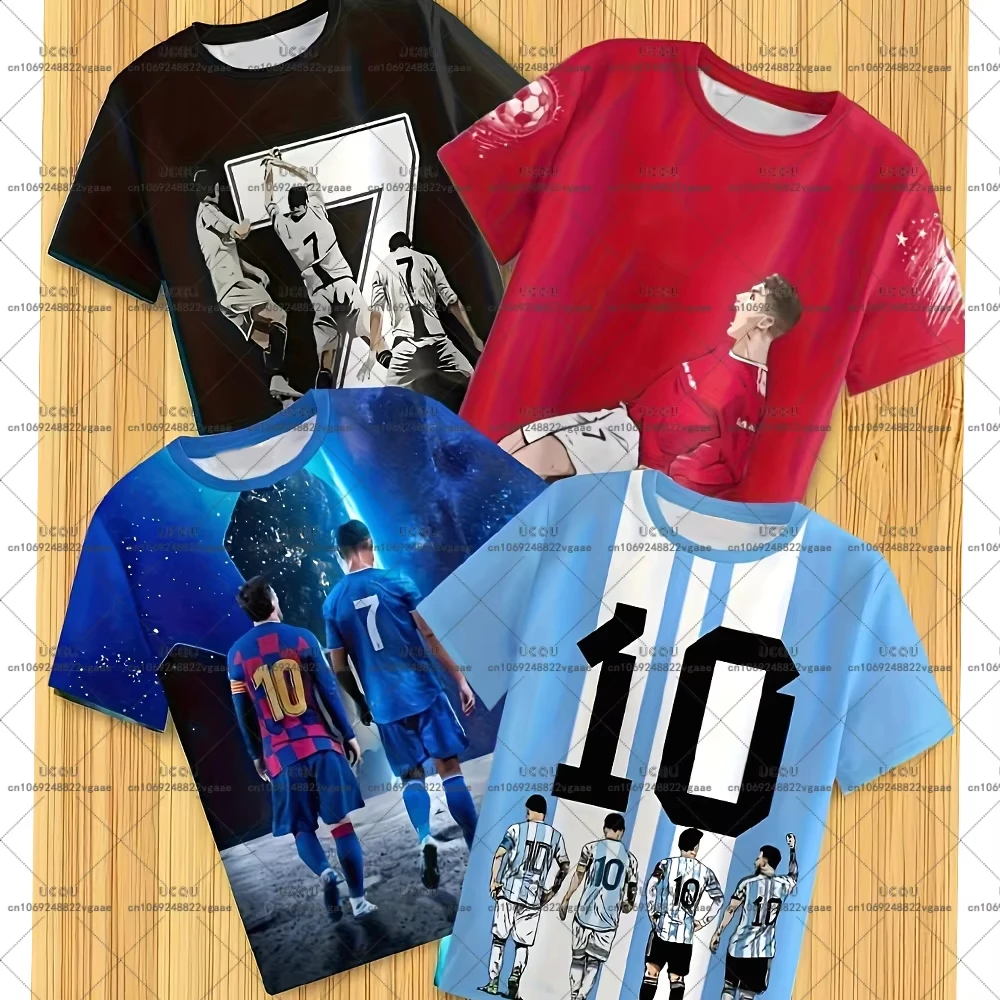 

Sports Football Jersey Tee Men Kid Gift Top Soccer R-Ronaldo Casual Street Boys 7 10 Sportswear Breathable T Shirt Top M-Messi