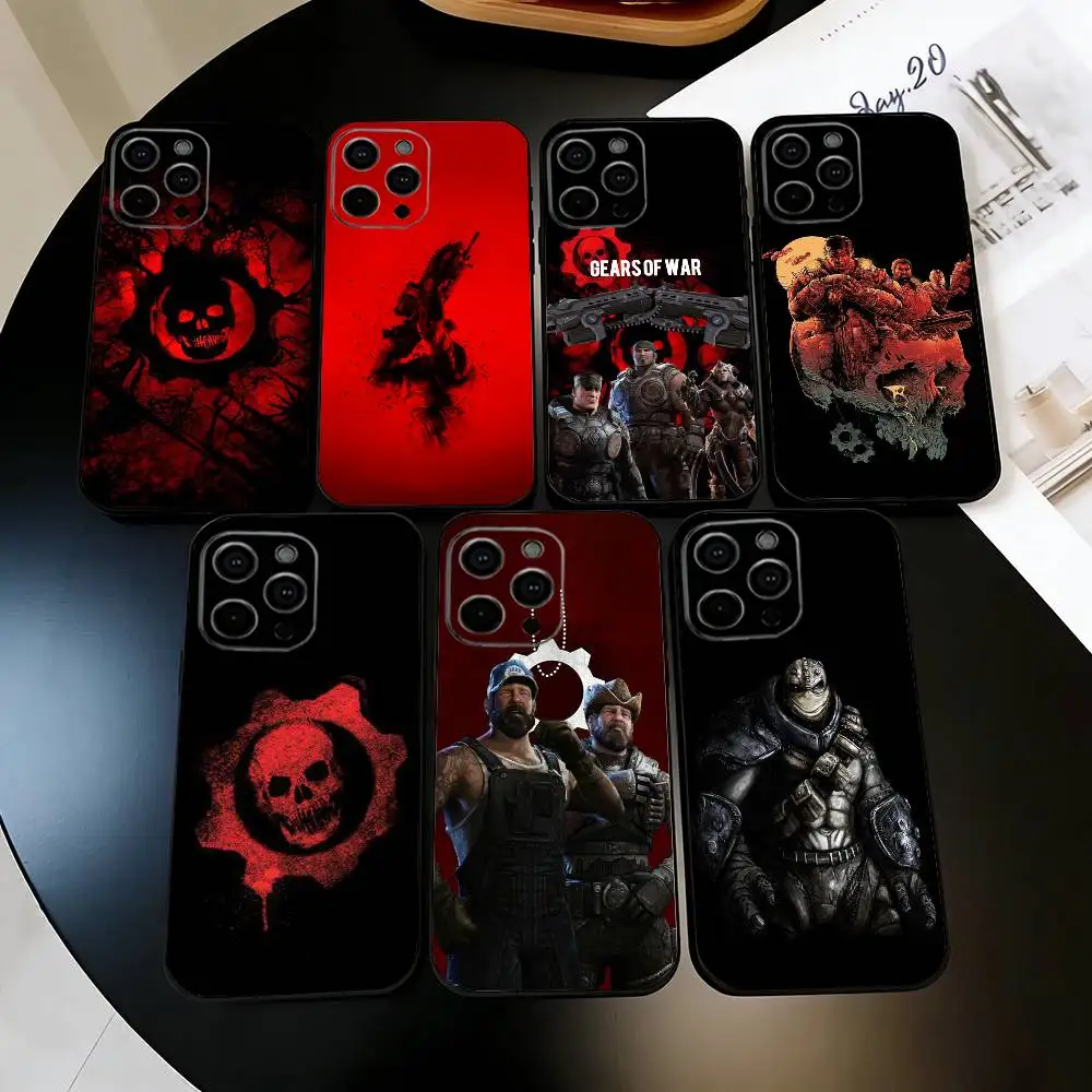 Funda para Teléfono Game G-Gears Of W-War-es para iPhone 17, 16, 15, 14, 13, 12, 11 Plus, Pro Max, Otros, Funda Negra Suave