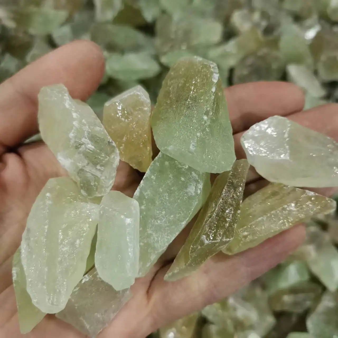 Natural Raw Green calcite Crystal Rough gem Chips