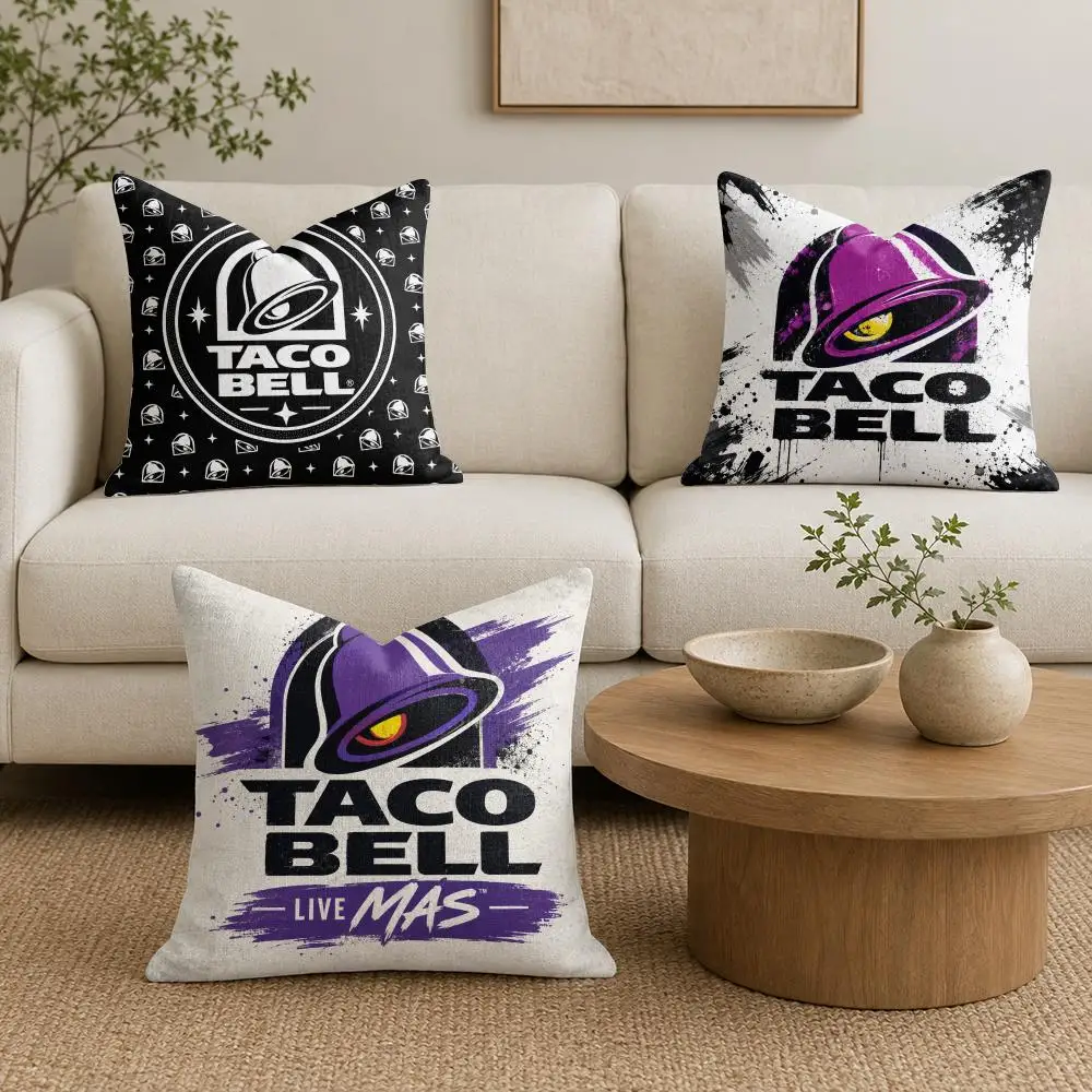 T-Taco Bell Cushion Cover Plush Fabric Soft Double-Sided Printed Sofa Warm Winter Home Gift Pillow Cover