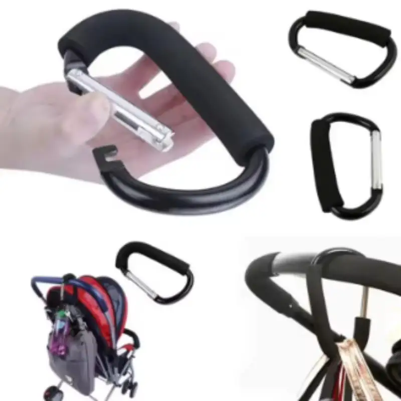 Large Carabiner Stroller Hooks Organizer Aluminum D Ring Spring Snap Keychain Clip Carry Handle For Hanging Purses Shopping Bags