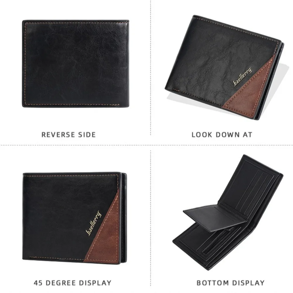 2025 محفظة جديدة للرجال لينة بولي Leather جلد ذكر قصير بسيط ضوء المال كليب Vintage محفظة الأعمال للطلاب الشباب حامل بطاقة الهوية