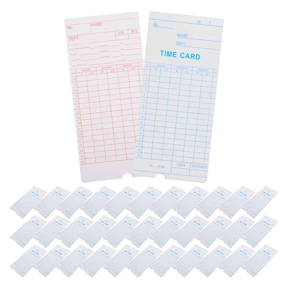 100 Pcs Timecard Classroom Money Reward System Punch Hole Paper Cards for Staff
