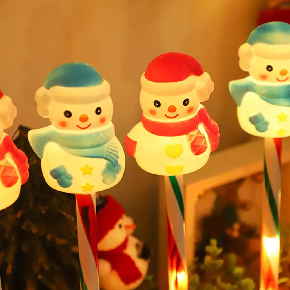 5PC 1Set Solar Powered Christmas Theme Snowman Cane Gift Box Combination with Ground Plug Light String Outdoor Holiday Decor