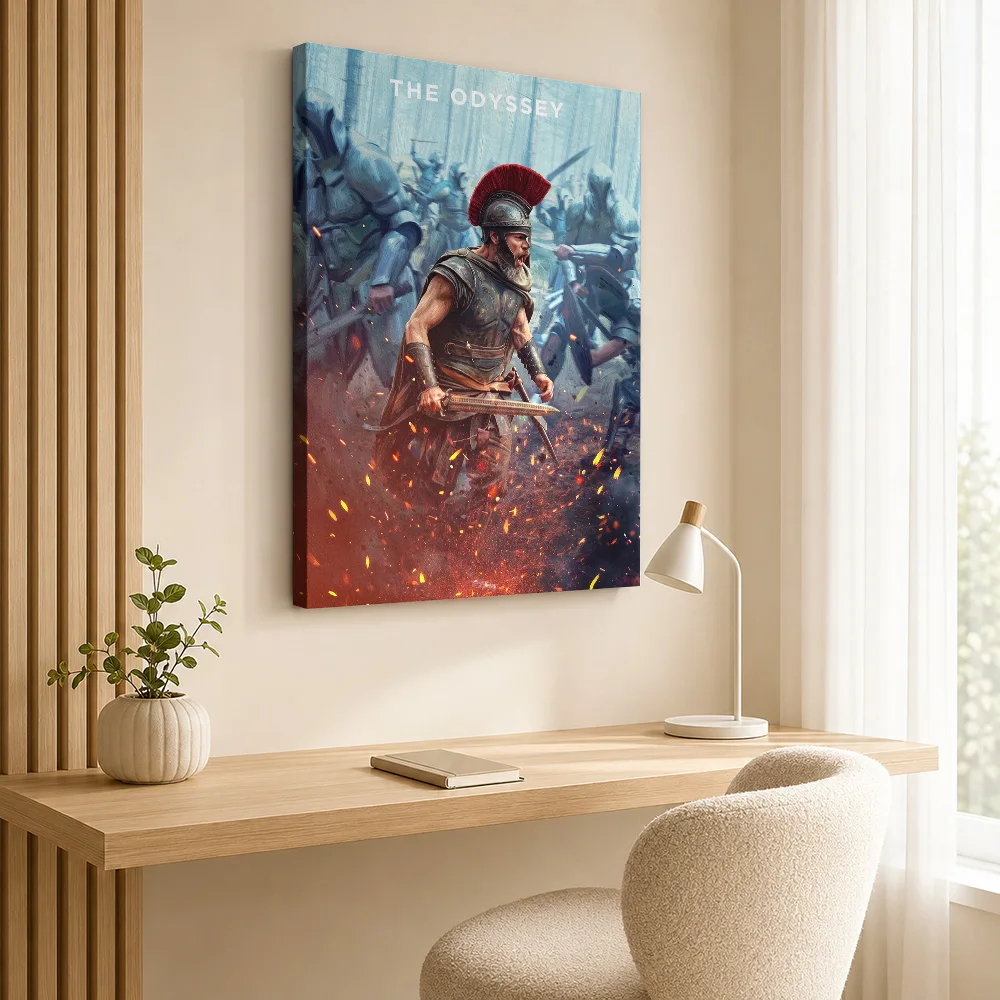 The Odyssey Ancient Warrior Battle Canvas Painting Poster Custom Spiritual Mythology Canvas Wall Art for Meditation Room Decor