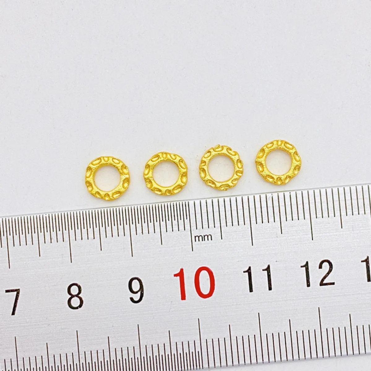 Vietnam Gold Strong Color Retention Matte Hammered Spacer Discs & Slide Rings DIY Bracelet Necklace Jewelry Making Supplies