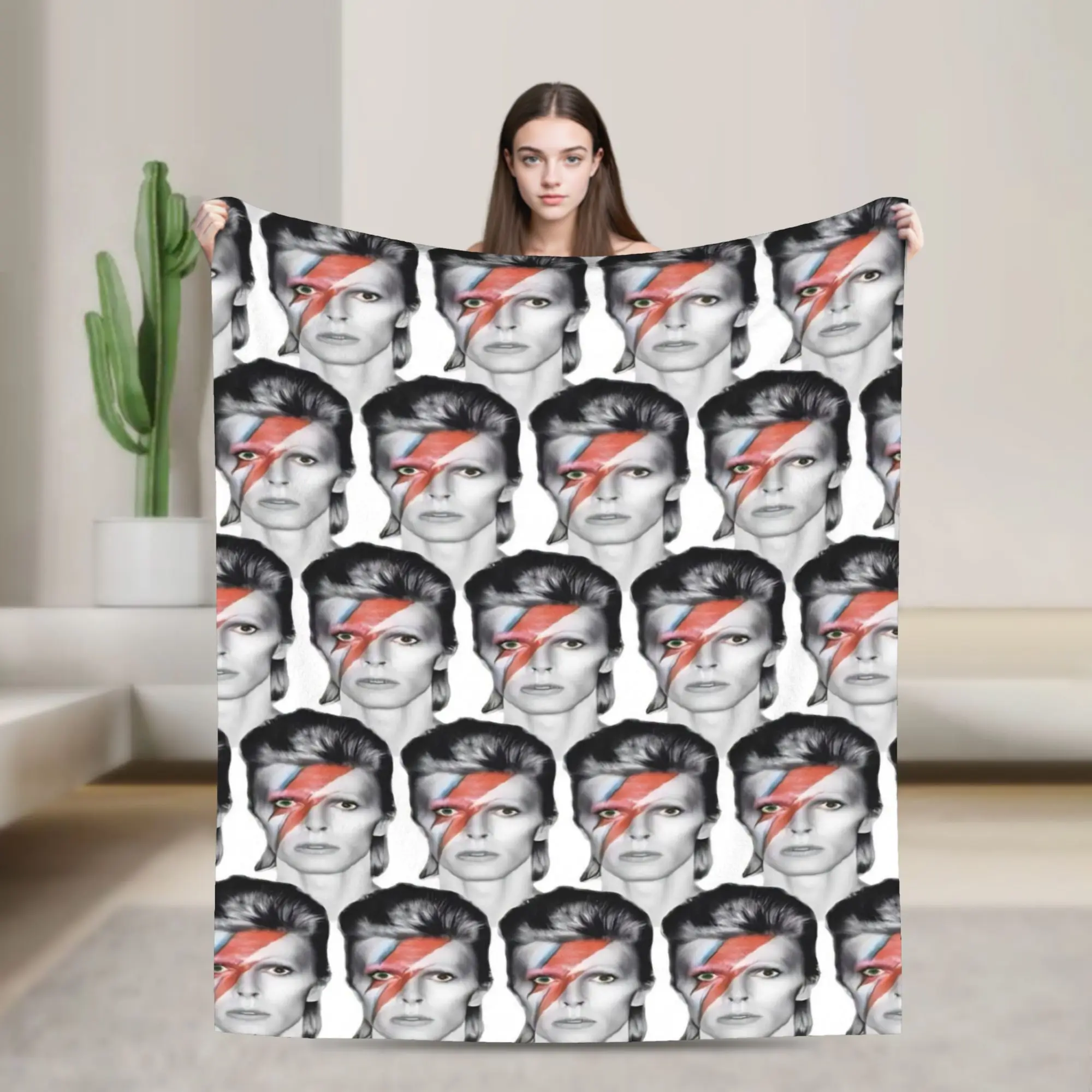 Davides Bowies Throw Blanket for Couch  Fuzzy Soft Plush Blanket 50x60 Inches Multi-size Bedspreads for All Seasons