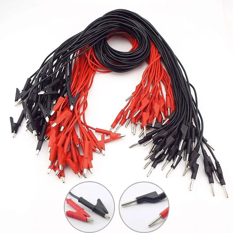 Double End Alligator Clip cord 4mm Banana Plug Test lead Wire Line Electrical Voltage Crocodile for Multimeter DIY Testing A4