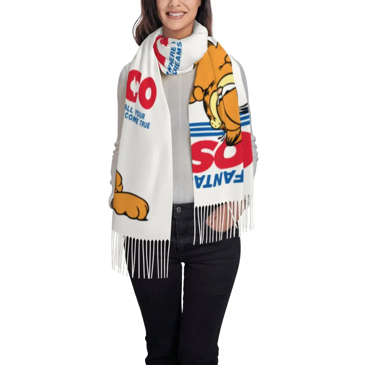 Customized Printed Fantasy Costco Fun Scarf Men Women Winter Warm Scarves Funny Cat Garfields Shawls Wraps