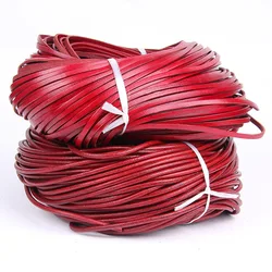 2 Meter 2-20mm Red Retro Coffee Cow Leather Strap Findings Flat/Round Leather Cord String Rope DIY Bracelet Making