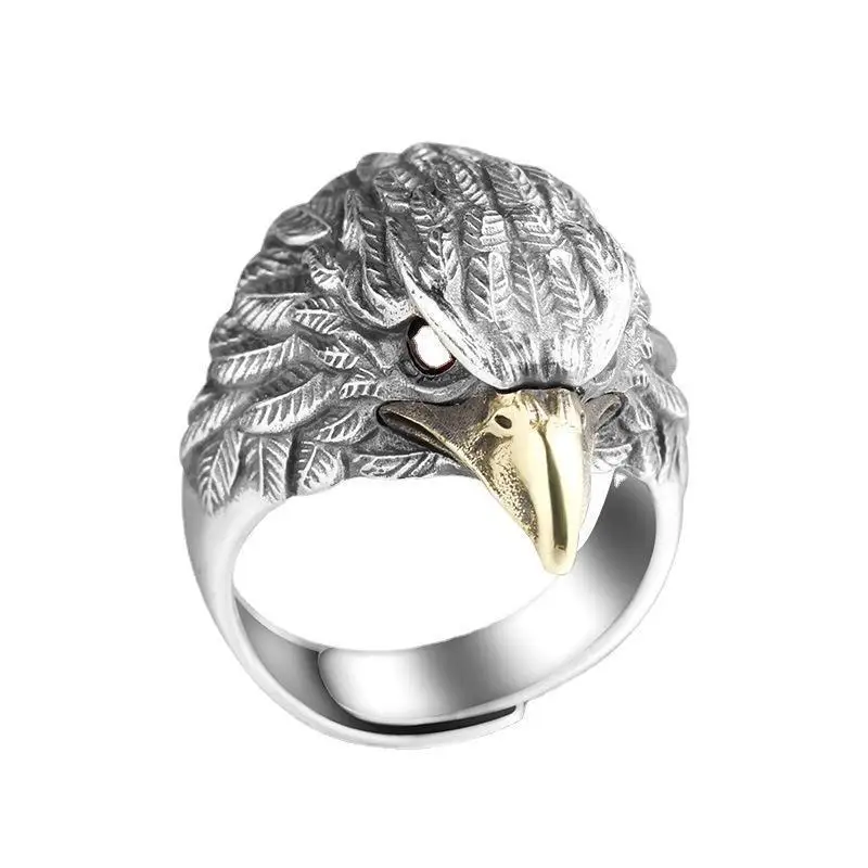 BFCLUB Silver Color Ring For Women Jewelry Eagle Finger Open Vintage Handmade Ring Allergy For Party Birthday Gift