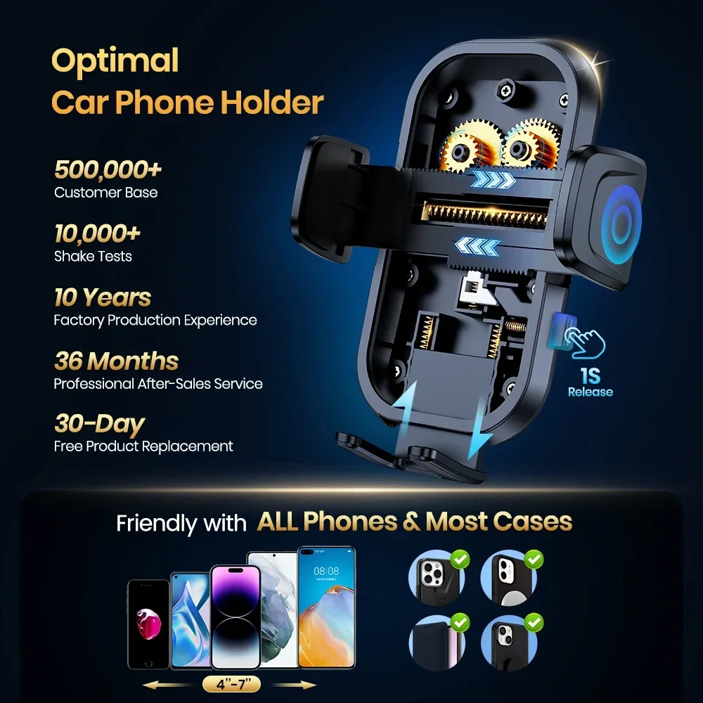 TOPK Upgraded Metal Hook Car Phone Holder Phone Holder Car Air Vent Automobile Cell Phone Mount Stand For All Smartphones