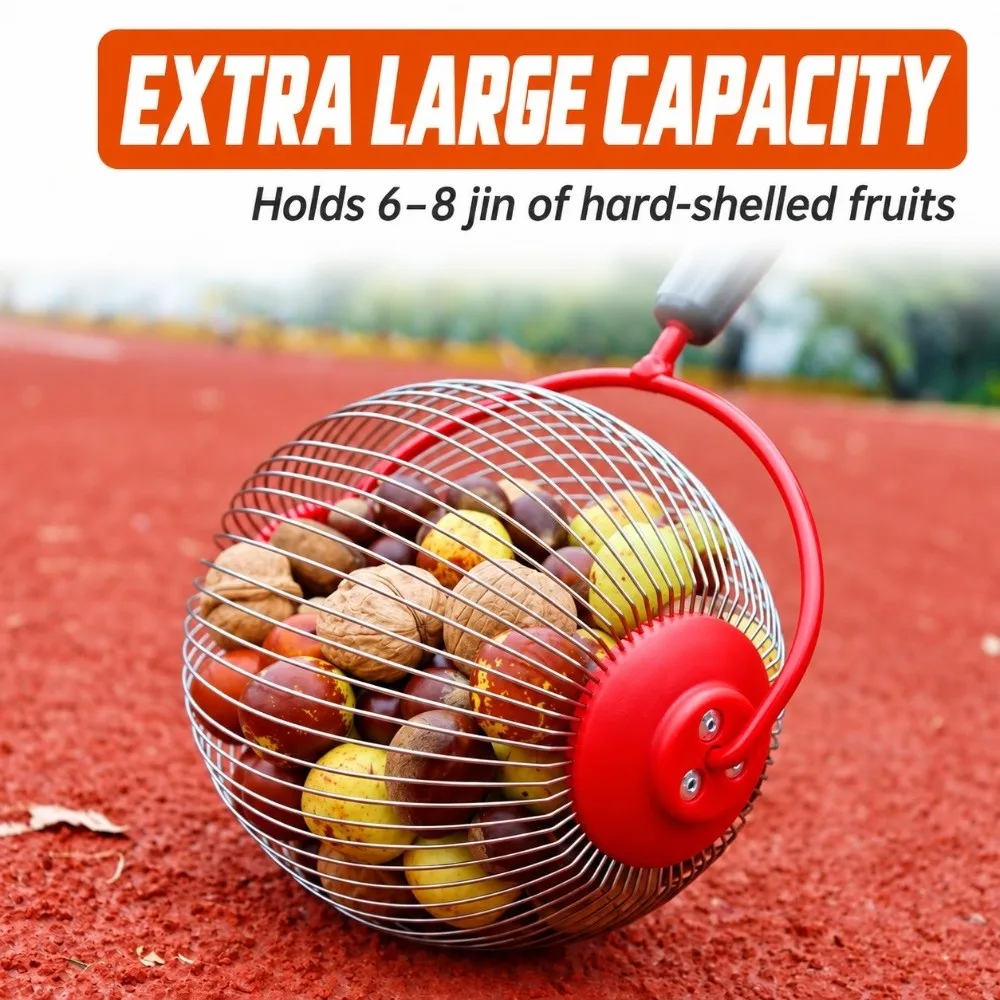 Telescopic Rod Rolling Nut Gatherer Wire Cage Lightweight Walnut Picker Collector Garden Tool No More Bending