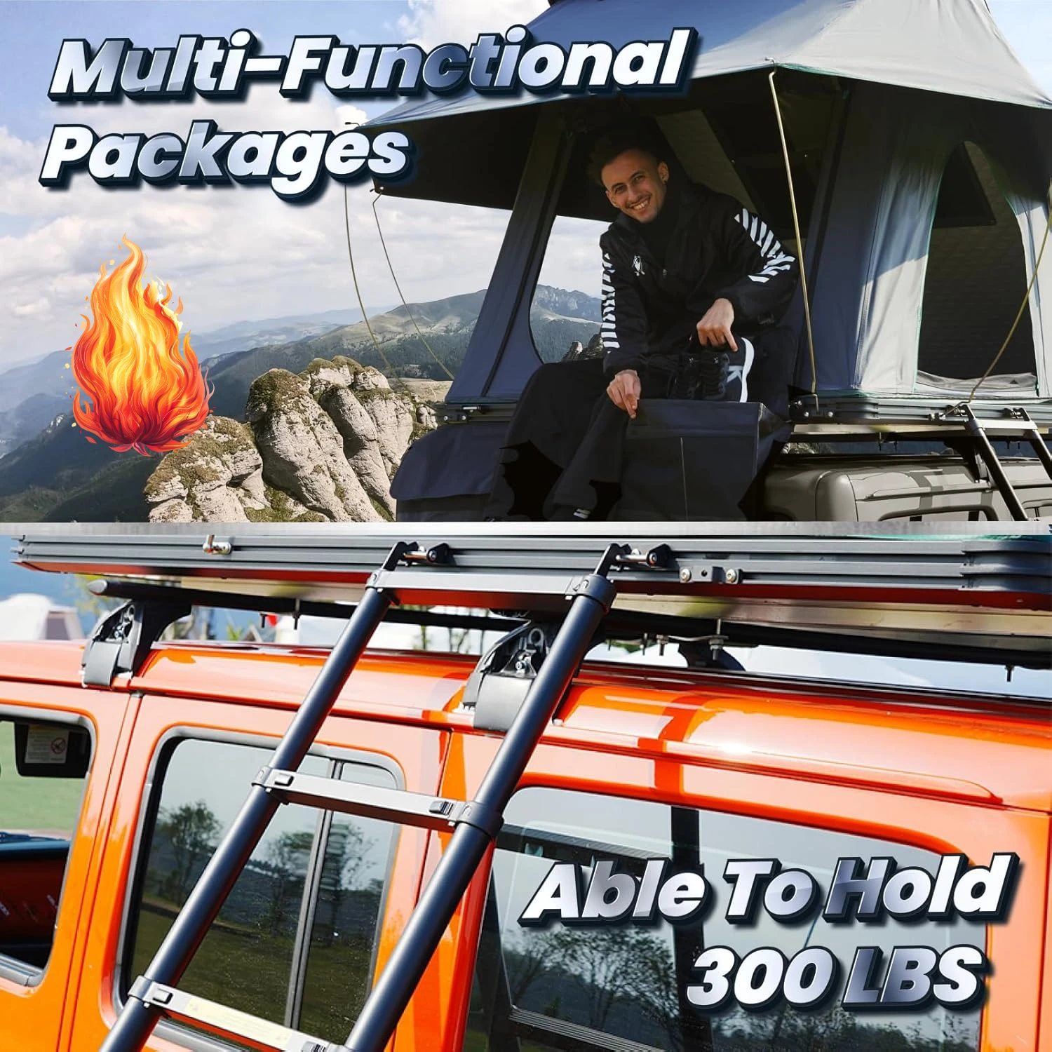 

Rooftop Tent Hard Shell Roof Top Tent Hardshell Suitable for Jeep SUV Truck Van,Camping Car Roof for 2-3 Person