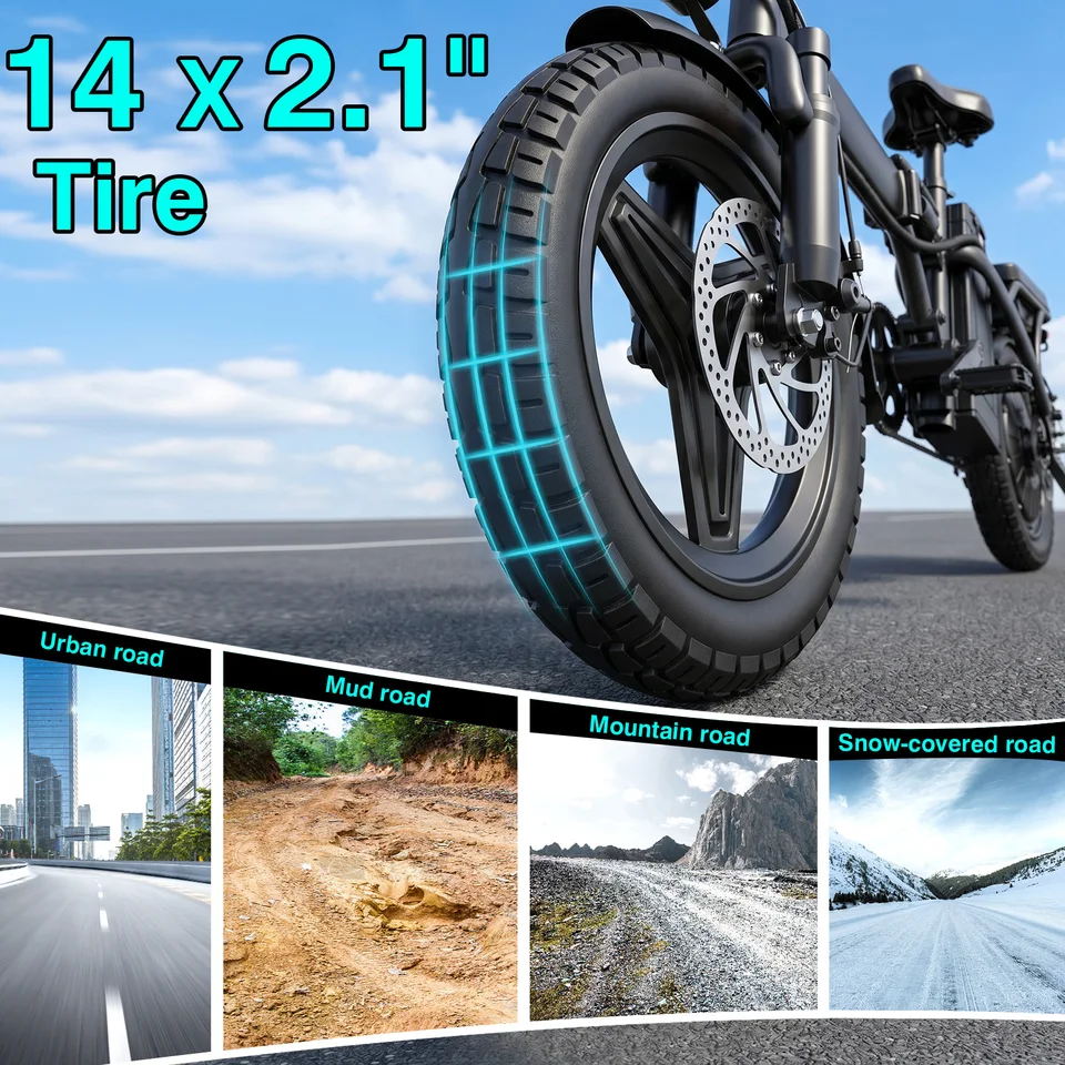 560W Adult Electric Bikes,20MPH,48V10.4AH Removable Battery,14inch Folding Electric Bike,Multi-Shock Absorption Electric Bicycle image 7