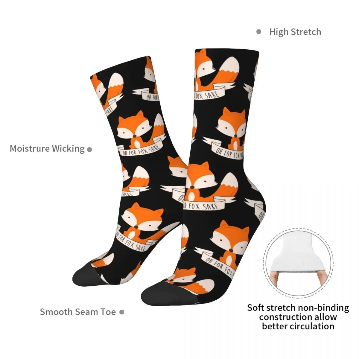 Oh For Fox Sake Socks Harajuku Super Soft Stockings All Season Long Socks Accessories for Unisex Birthday Present