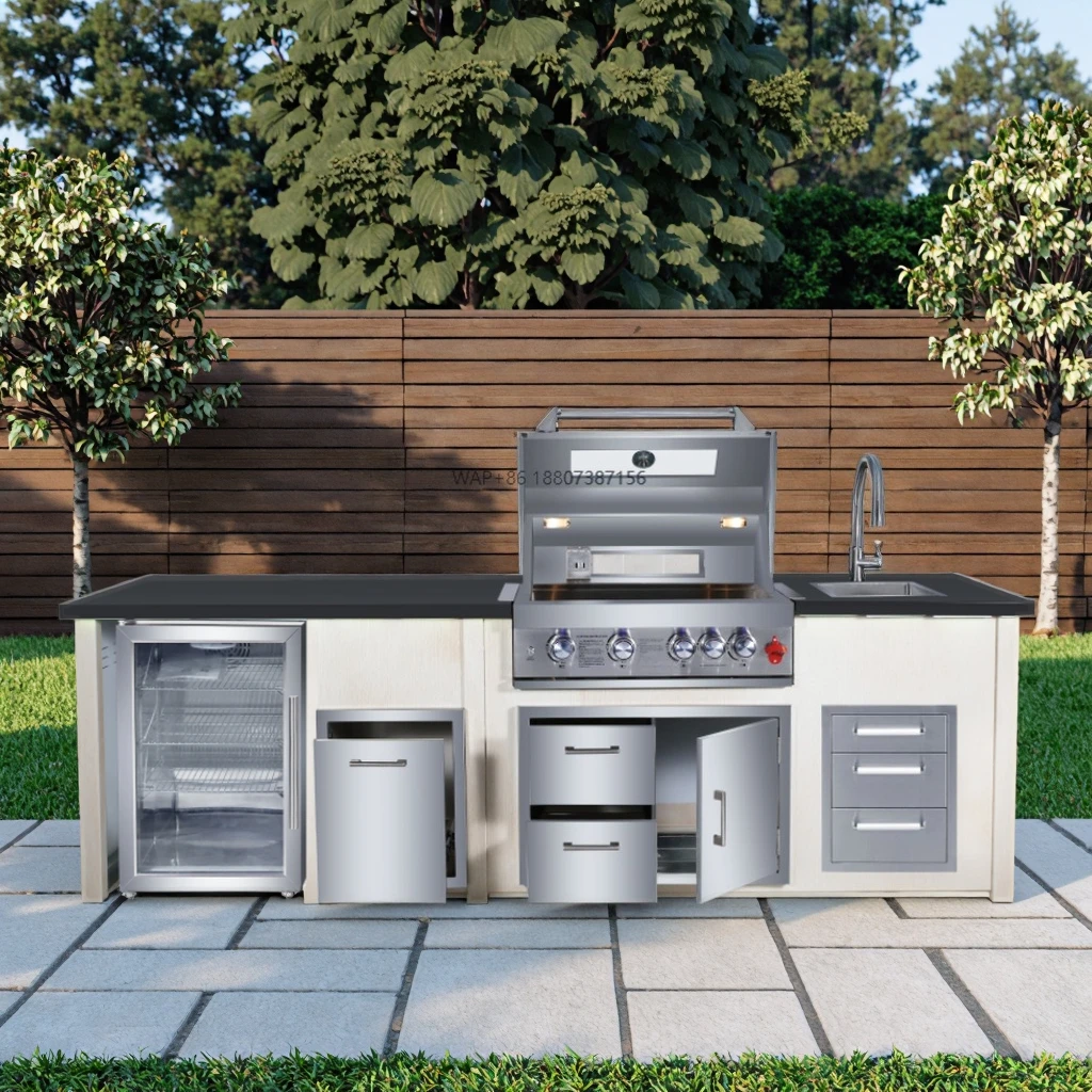

New Design Customized Outdoor Kitchen Furniture Camping/garden/backyard Modular Outdoor Kitchen Cabinet with Grill & Fridge