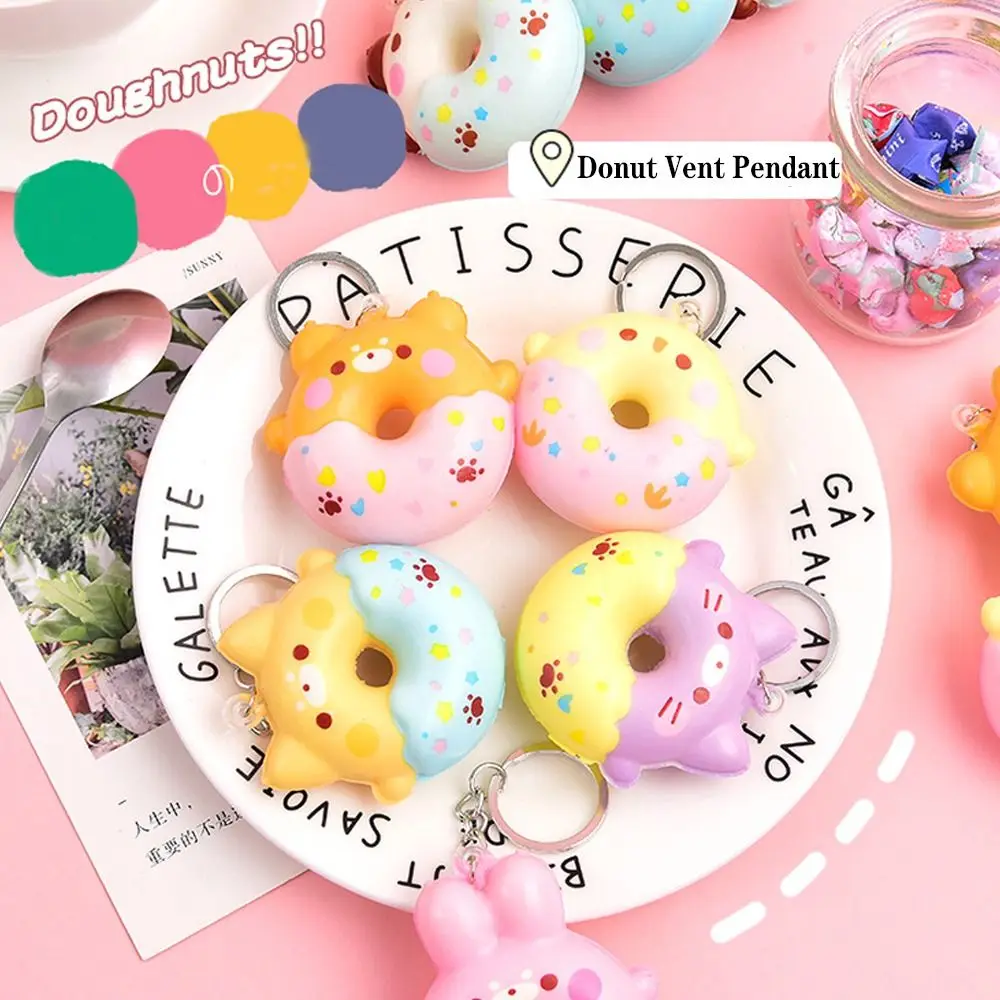 

Cute PU Donut Vent Pendant Stress Relieve Slow Rebound Bag Pendant Random Style Doughnut Squeeze Keyring Bag Accessories