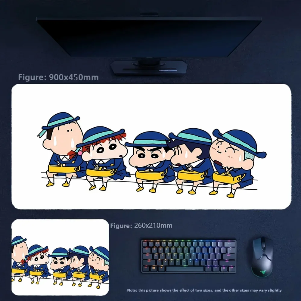Girls Office Large Size Waterproof Stain Resistant Leather Mousepad Animation Leather Mouse Pad Crayon Shin-chan and His Friends