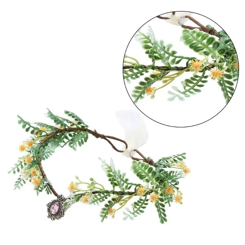 652F ربطة شعر أنيقة على شكل زهرة على الطراز البوهيمي عصابة رأس للفتيات الهالوين التأثيرية الجنية العصرية نموذج عرض عقال