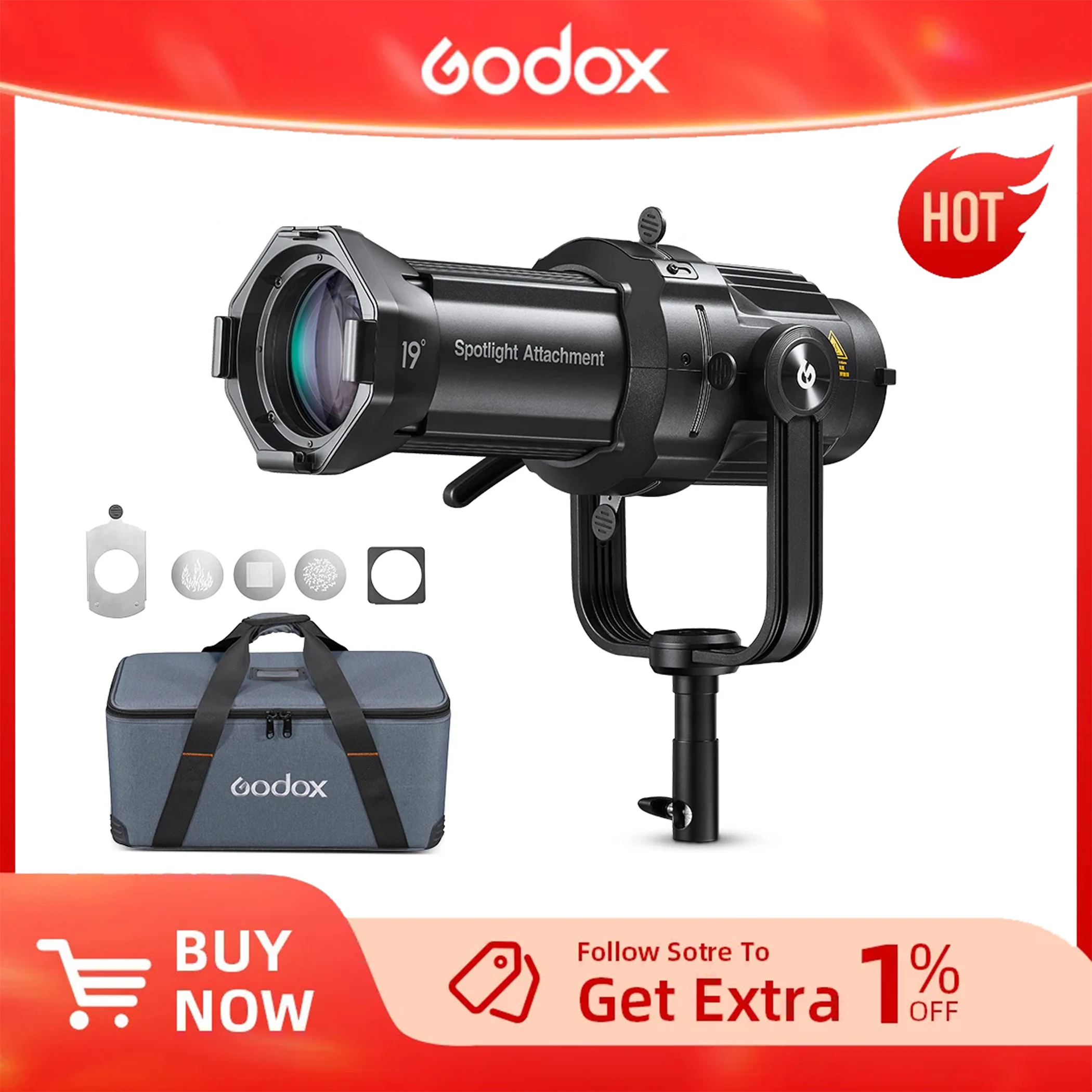 Godox VSA-26K VSA-19K VSA-36K Spotlight Attachment Conical Snoot Optical Condenser with Bowens Mount for SL150II VL300 LED Light