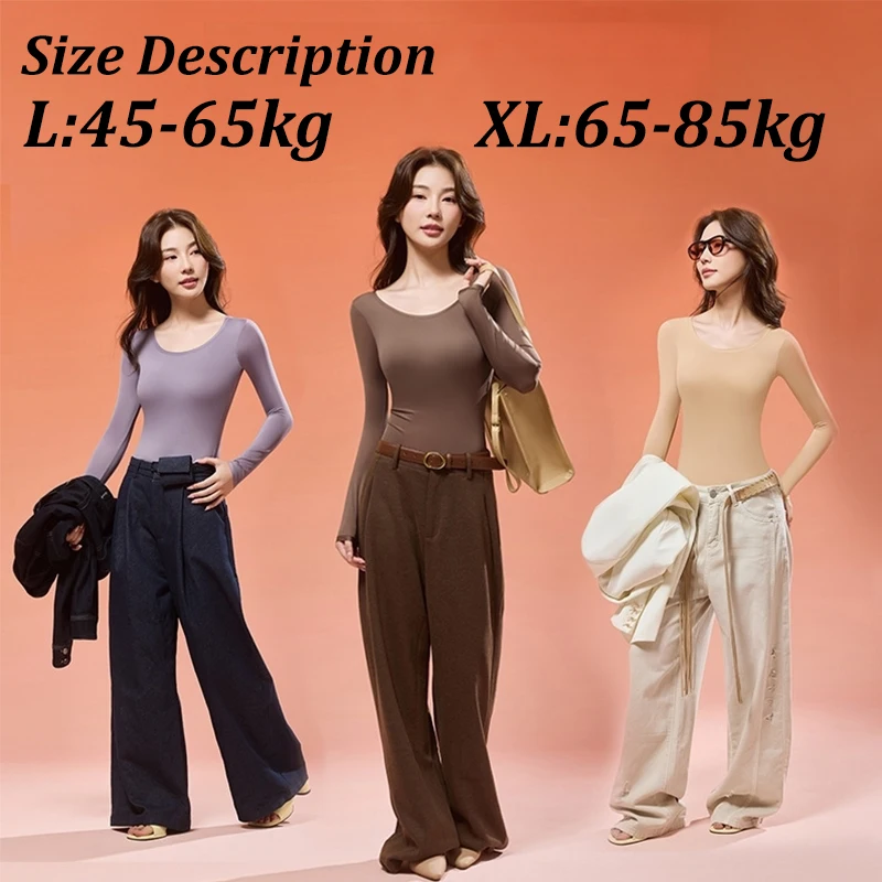 FINETOO Thermal Underwear Set Built‑in Bra Pads Seamless Thin Warm Long High Elasticity Ladies Winter Thermal Suit No Wear Bra