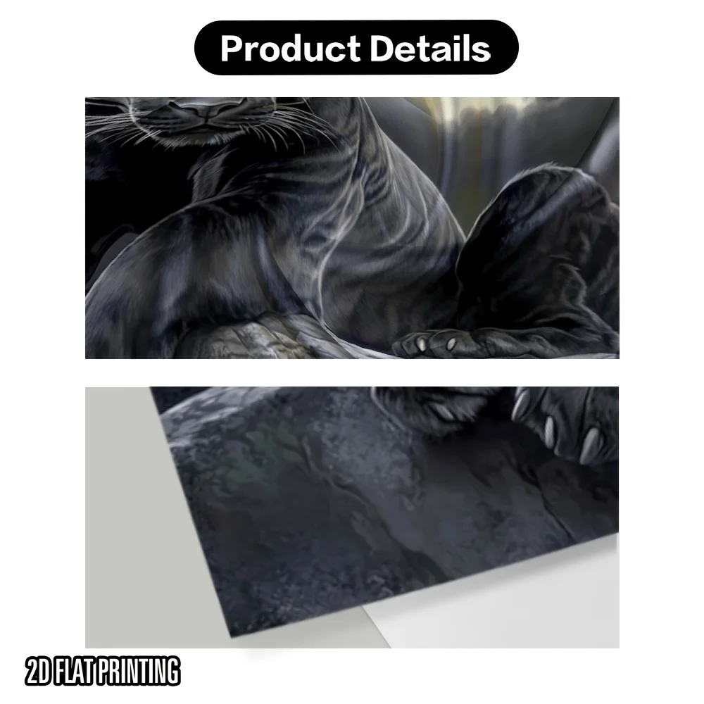 Mystical Black Cat Full Moon Wall Tapestry Art Poster Polyester Home Decor Print for Living Room Bedroom Gothic Animal Decor