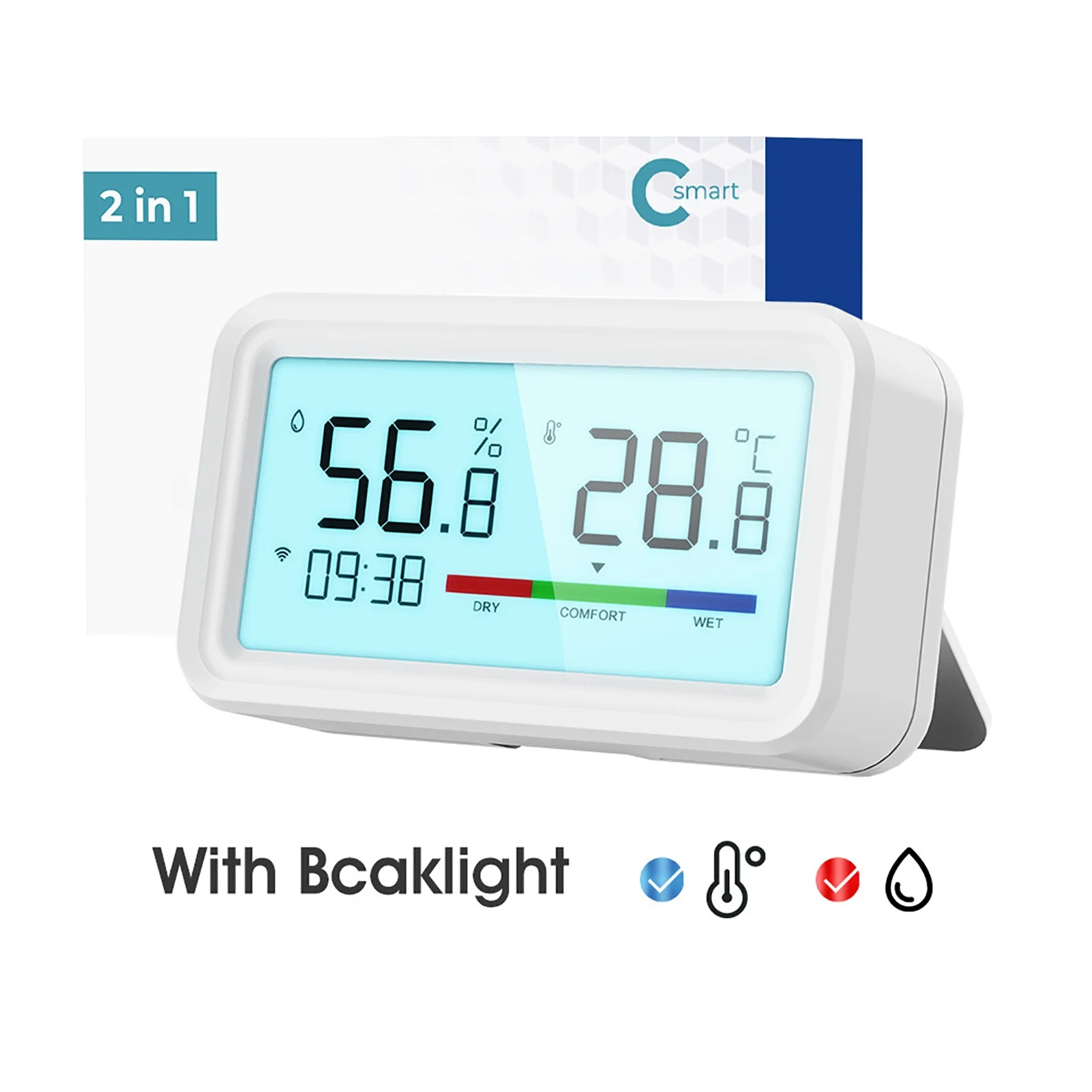 Tuya WiFi BT Dual-Mode Temperature Humidity Tester LCD Backlight Display Mobilephone APP Remotely Control Intelligent Linkage Co