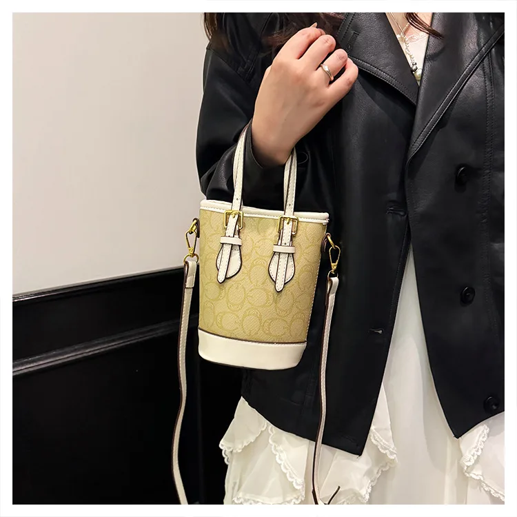 

Leopard Print Mini Bucket Bag Women Cute Korean Style Shoulder Top Handle Purse Versatile Crossbody Handbag