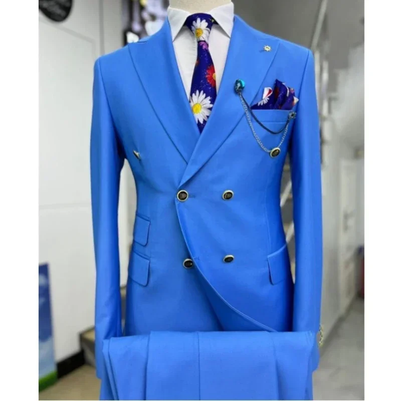 Formal Men Suits Slim Fit 2 Pieces Groom Tuxedos for Wedding Peaked Lapel Custom Male Blazer Prom Daily Wear