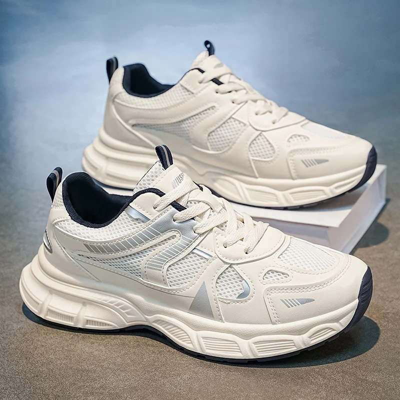 Thick Sole Mesh Wear Resistant Men Sneakers 2026 Autumn New Men's Casual Shoes Fashion Comfortable Breathable Anti Slip Footwear