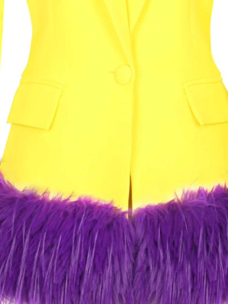 ZOCI Fashion Women's Blazer Detachable Feather Fashion One Button Ladies Style Suit Office Lady 2025 Spring New