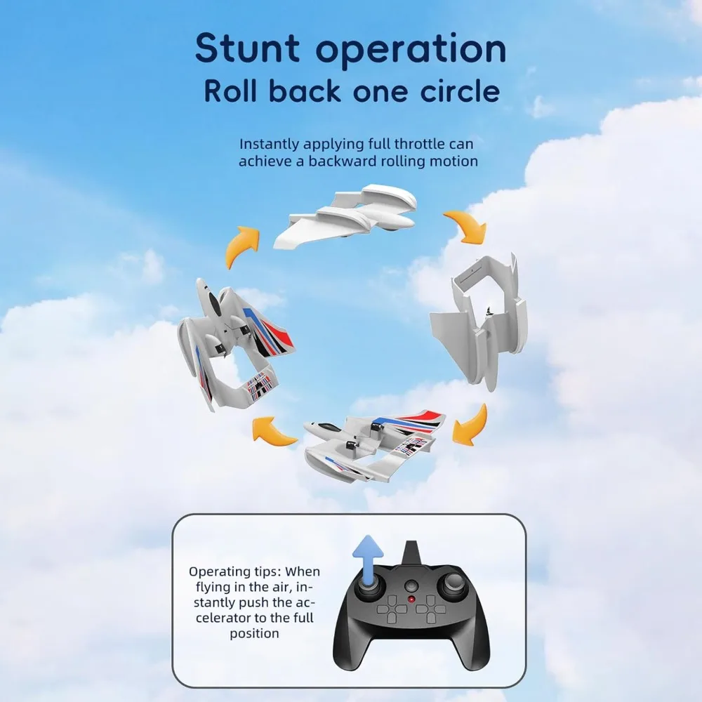 3-in-1 Multi-Terrain RC Airplane: Water, Land, and Air Capabilities with 2.4GHz 2CH Radio Control and Gyroscope Stabilization
