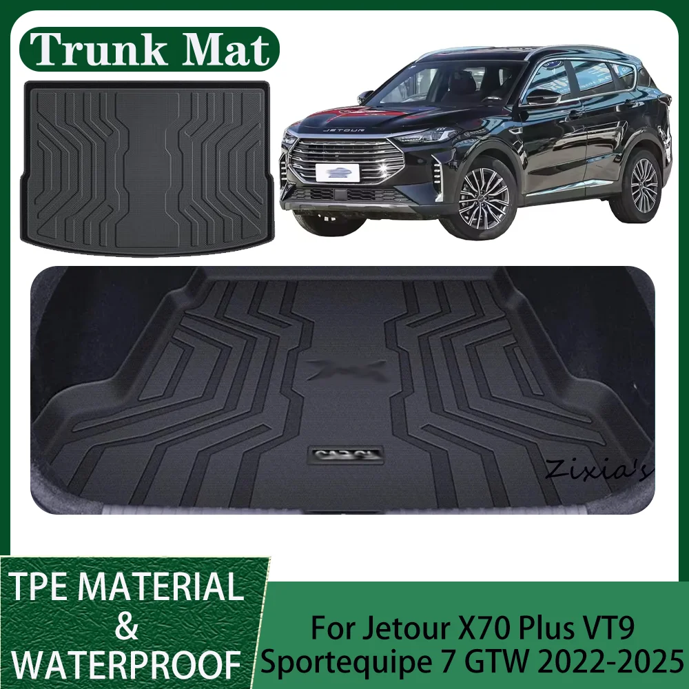 

Для Jetour X70 Plus VT9 Sportequipe 7 GTW 2022 ~ 2025 2023 2024 Автомобильный водонепроницаемый коврик в багажник из ТПЭ, защита крышки багажника, аксессуары для интерьера