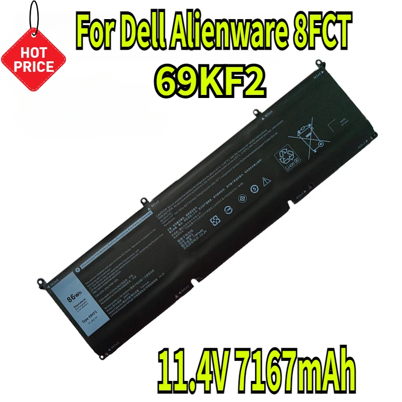 11.4V 7167mAh 69KF2 8FCTC Laptop Battery for Dell Alienware M15 M17 R3 2020 P87F P45E XPS 15 9500 Precision 5550 Inspiron 7500