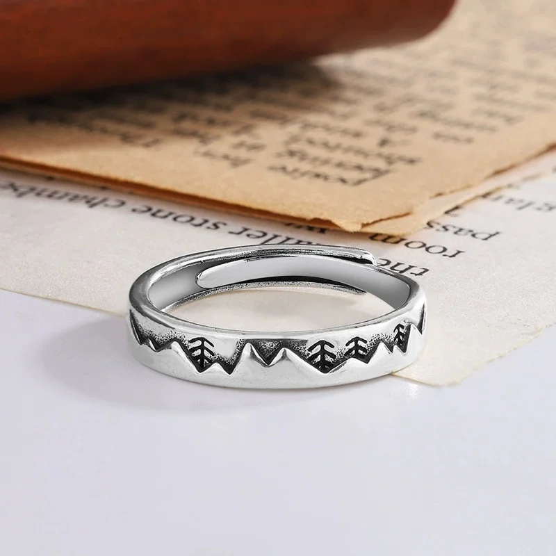 Hot selling new 925 sterling silver vintage vintage antique simple and fresh Christmas tree personalized opening ring JZ049