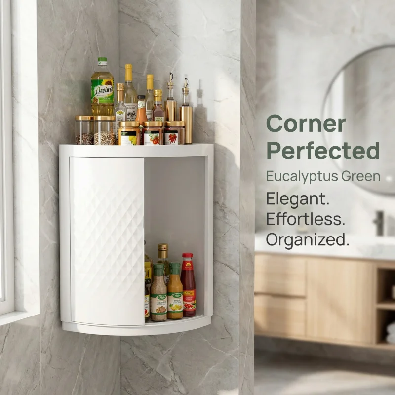 

360 ° Вращающаяся подставка для хранения, кухонная подставка для специй, угловая полка, подставка для бутылок, органайзер для специй, подставка для бутылок с приправами, стеллаж для хранения