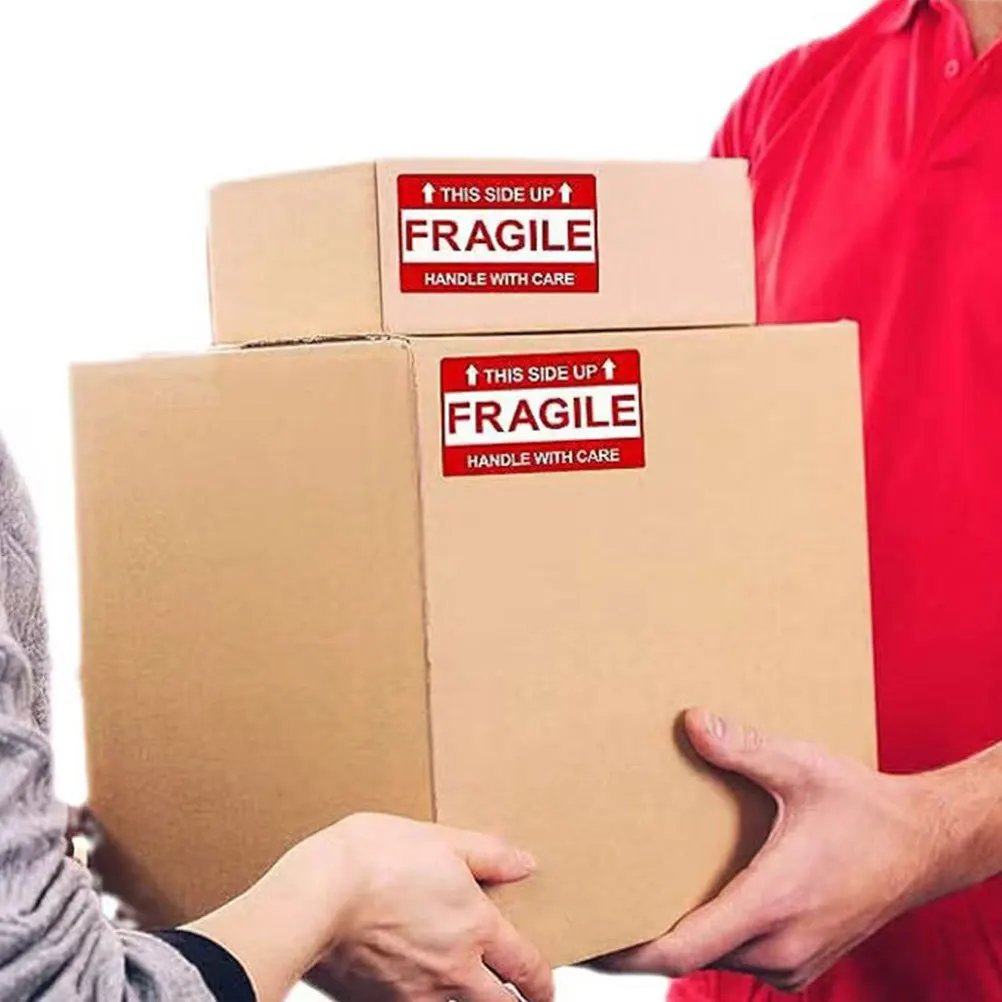 Pegatinas frágiles, 8 hojas para cajas de envío, etiquetas adhesivas de advertencia, pegatinas flexibles y frágiles fáciles de usar