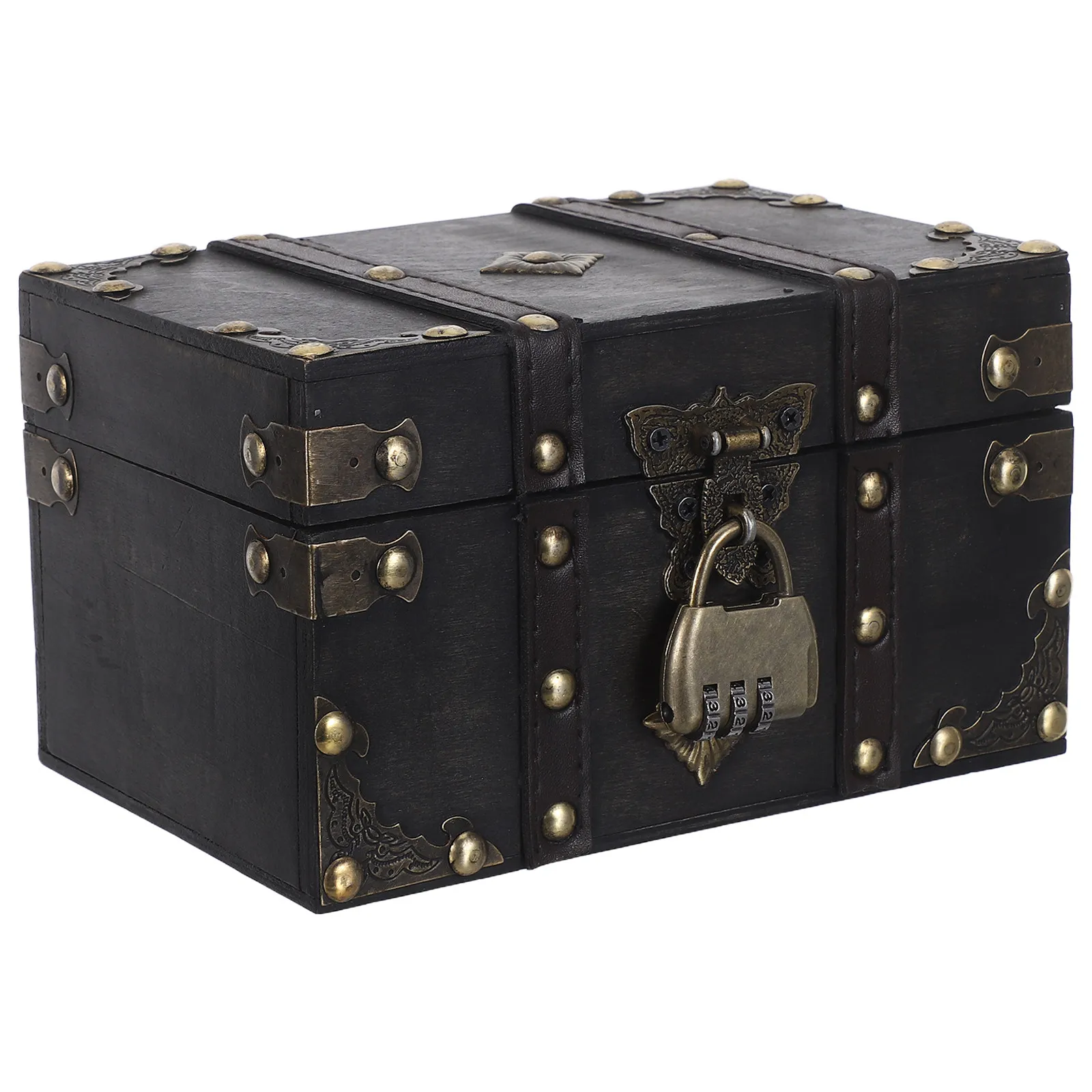 

Винтажный деревянный сундучок для украшений с замком, мини-шкатулка для сокровищ, маленький органайзер для ювелирных изделий, декоративный настольный органайзер-коробка