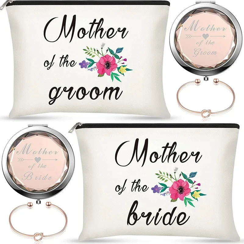 mother of the groom bride Makeup Bag Compact mirror Bracelet wedding Engagement Bachelorette Party Bridal shower gift present