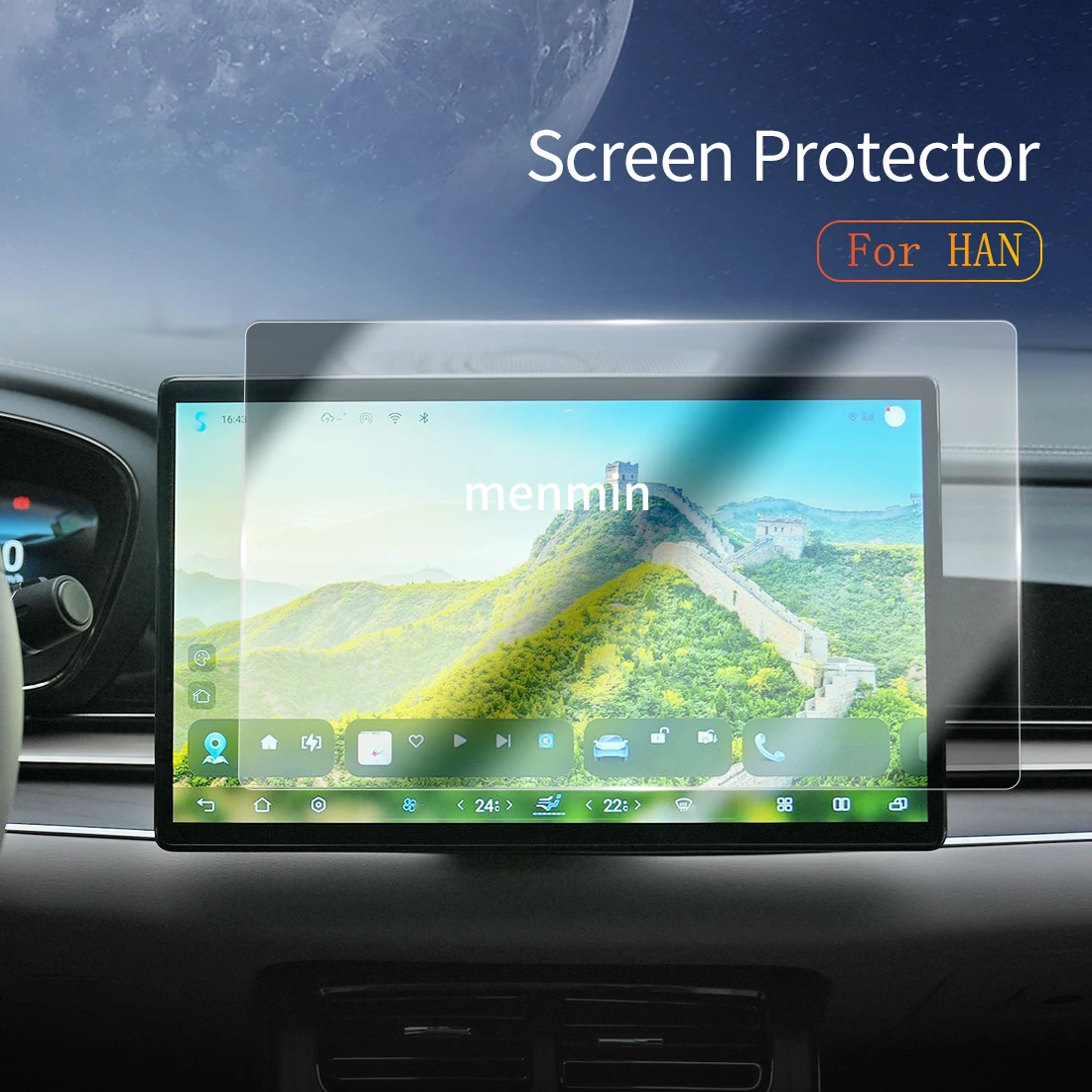 

Автомобильные наклейки Dash Carplay, зеркало, защитная пленка для экрана, дисплей, закаленное стекло, защитная пленка для автомобиля 24 BYD HAN