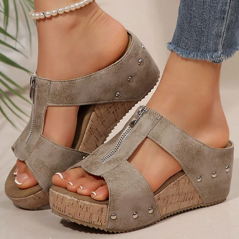 

Heels Sandals 2026 New Women's Sandals With Platform Shoes For Woman Wedges Heeled Sandals Summer Heel Slippers Women Sandalias